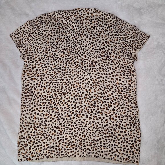 J. Crew Short Sleeve Leopard Print sweater size S 100% cotton - Picture 2 of 5